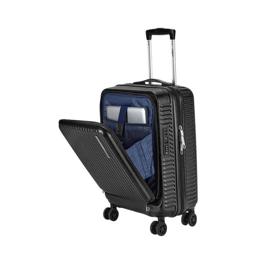 LX INDIA Travel Bag Safari Select Recoil 55 Cms Cabin Trolley Bag with Laptop Compartment, Recessed TSA Approved Lock (Black)
