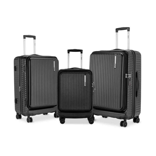 LX INDIA Travel Bag Black Safari Select Recoil Set of 3 Trolley Bag Hard Case Polycarbonate, 8 Wheels with 360 Degree Rotation
