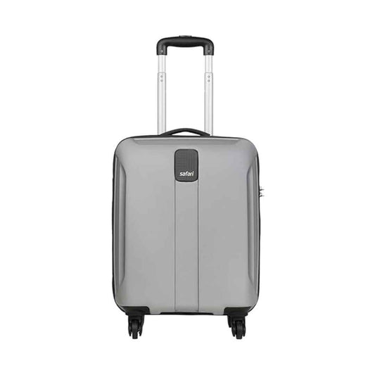 LX INDIA Travel Bag Safari Thorium Sharp Antiscratch 55 Cms Polycarbonate Silver Cabin 4 Wheels Hard Suitcase, Small