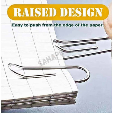 LXINDIA desk essential SAHAPECT Paper Binder Gem Metal Stainless Steel U Clip (100 Nos)