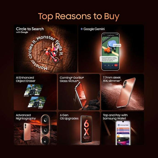 LX INDIA Mobile Phones Samsung Galaxy M36 5G (Orange Haze, 8 GB RAM, 256 GB Storage)