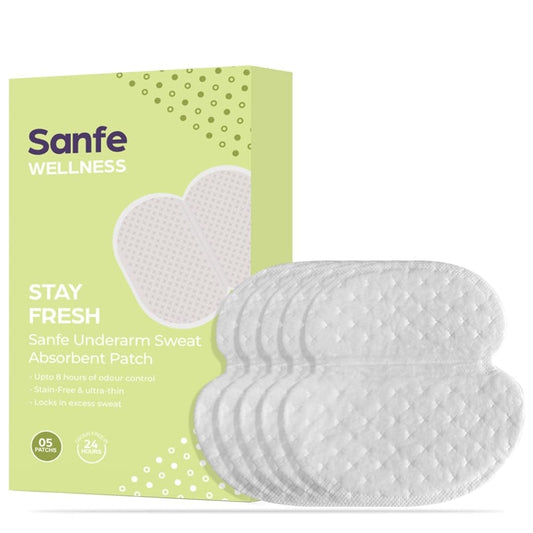 LX INDIA Sweat Pads Sanfe Underarm Sweat Absorbent Patch, Prevents Stains, Absorbs Sweat & Unpleasant Odour , 8 hr odour control, ultra thin , 5 Pairs, For men & women (Pack of 2)