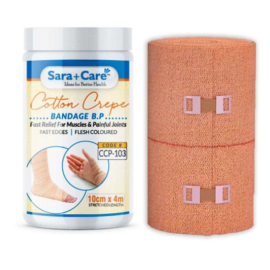 LX INDIA Bandage Sara+Care Super Soft Cotton Crepe Bandage For Muscle & Joint Pain (10cm*4mtr)
