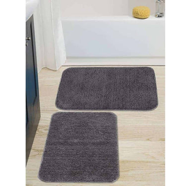 LXINDIA mats Saral Home Easy Living Microfiber Anti Skid Bath Mat Pack of 2 (Grey Rectangular)