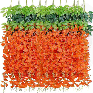 LXINDIA Plants SATYAM KRAFT 6 Pcs Artificial Wisteria Vine Orange