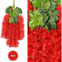 LXINDIA Plants SATYAM KRAFT 6 Pcs Artificial Wisteria Vine Red