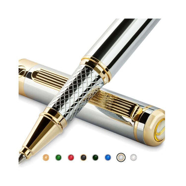 LXINDIA Pens Scriveiner Chrome Rollerball Pen Silver with Gold