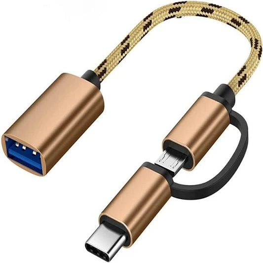 LX INDIA Mobile Accessories SENBUN 2 in 1 OTG Adapter Cable Micro USB + USB C to USB 3.0 Female Connector Cable (Pack of 2)