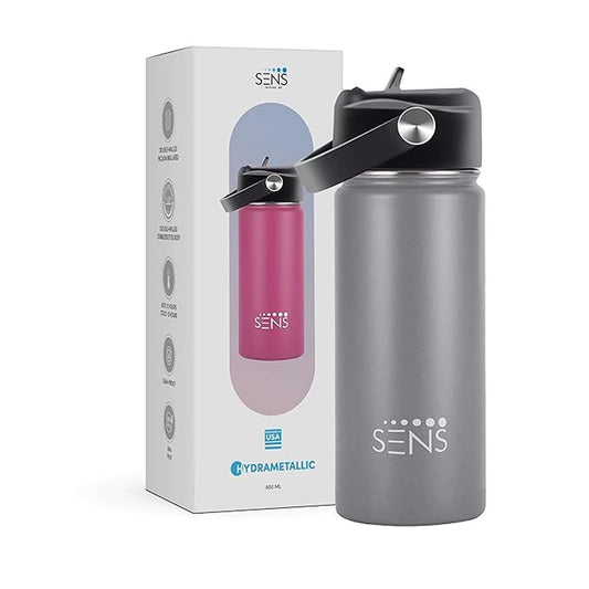 LX INDIA Water Bottle SENS Hydra Metallic Stainless Steel Sipper 500ml Water Bottle ,Grey