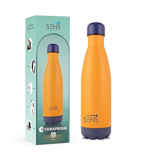 LX INDIA Water Bottle SENS Hydra Prism Stainless Steel 500ml Water Bottle , Amber Glow