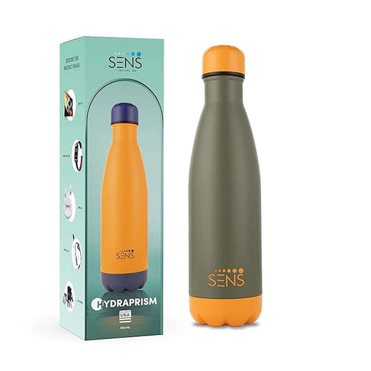 LX INDIA Water Bottle SENS Hydra Prism Stainless Steel 500ml Water Bottle, Meadow Green