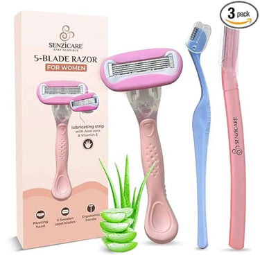 LXINDIA shaving razor Senzicare Reusable Face Razor Reusable Eyebrow Razor With Reusable Body Razor Combo Pack