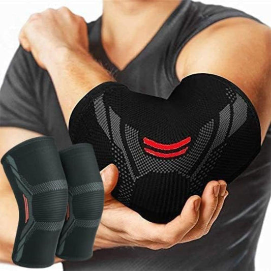 LX INDIA Elbow Support serveuttam Nylon Elbow Support For Gym (1 Pair) (Robotic Red, L)