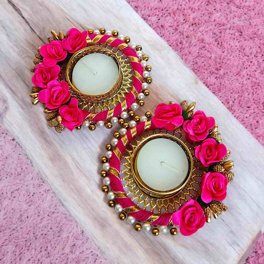 LX INDIA CANDLE HOLDER Set of 2 Flower Designer Tealight Candle Holders