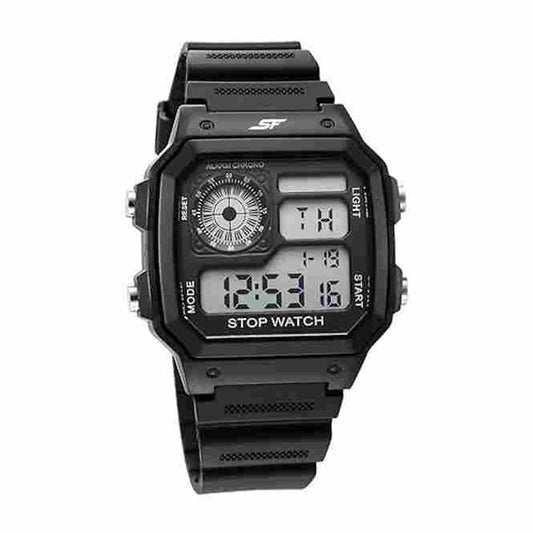 LX INDIA Digital Watch SF Hexa Digital Black Polyurethane Strap Watch for Unisex - NT77123PP01