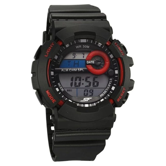LX INDIA Digital watch SF Sporty Digital Black Dial Polyurethane Strap Watch for Men