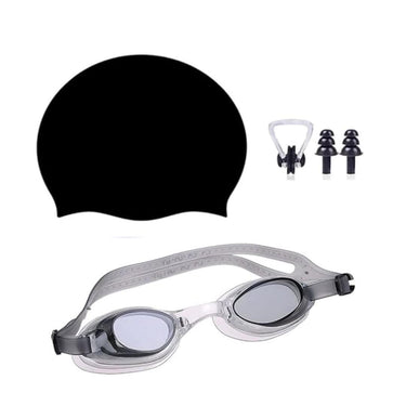 LXINDIA Swimming Kit SHIFTER swimming kit combo set with wide lense swimming goggles blue silicone swimming cap BLACK