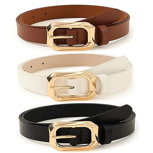 LX INDIA Belts Shining Diva Fashion Leather Belts For Women And Girls 3 Pcs Combo  (16068Lb)