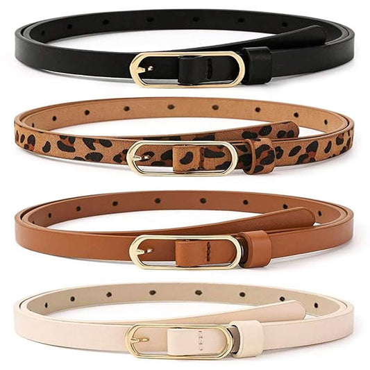 LX INDIA Belts Shining Diva Fashion Leather Belts For Women And Girls 4 Pcs Combo (16071Lb), Multicolour