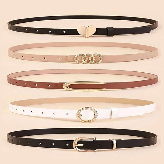 LX INDIA Belts Shining Diva Fashion Leather Belts For Women And Girls 5 Pcs Combo  (16907LB)