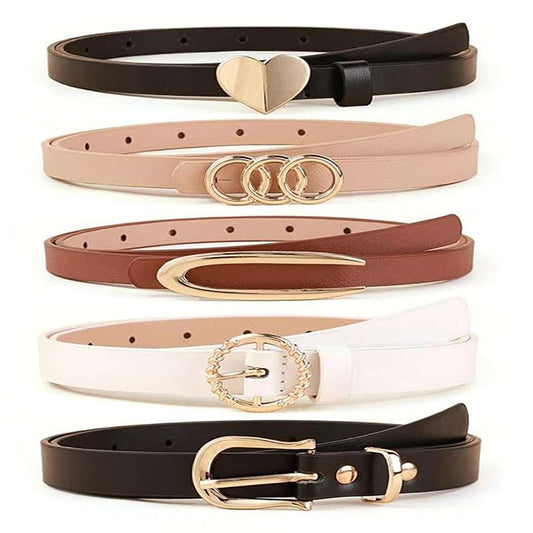 LX INDIA Belts Shining Diva Fashion Leather Belts For Women And Girls 5 Pcs Combo  (16907LB)