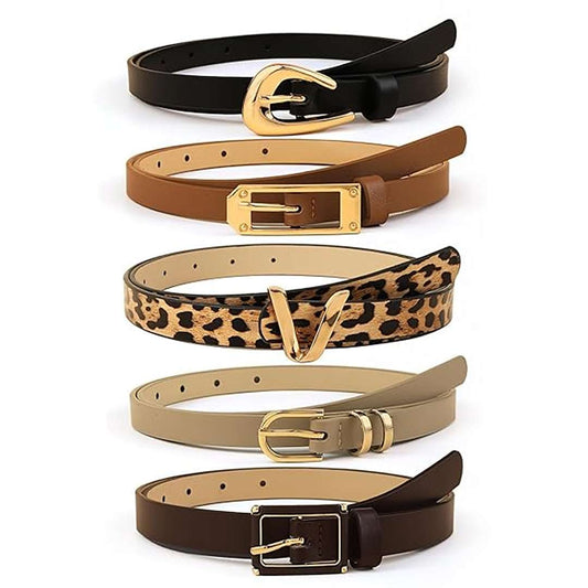 LX INDIA Belts Shining Diva Fashion Leather Belts For Women And Girls 5 Pcs Combo  (16909LB)