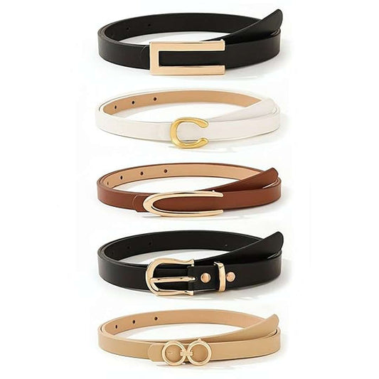 LX INDIA Belt Shining Diva Fashion Leather Belts For Women And Girls 5 Pcs Combo  (16910LB)