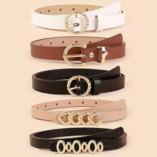LX INDIA Belts Shining Diva Fashion Leather Belts For Women And Girls 5 Pcs Combo  (16911LB)