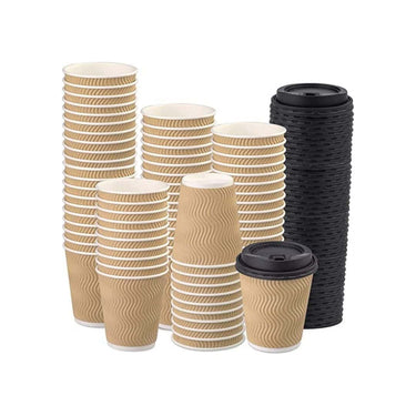 LXINDIA Disposables SHOP and SHOPPEE Disposable Ripple Paper Cups with lids