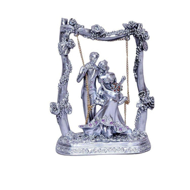 LXINDIA Show Piece Sigaram Love Couple Romantic Statue Showpieace for Decoration Swing Couple Silver