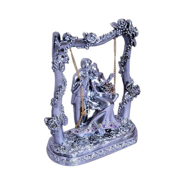 LXINDIA Show Piece Sigaram Love Couple Romantic Statue Showpieace for Decoration Swing Couple Silver