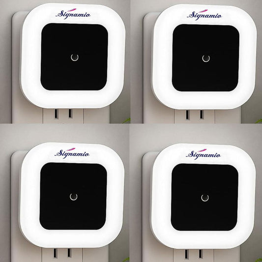 LX INDIA Motion Sensor Lights SIGNAMIO 4 Pcs Sensor Light for Home Indoor - Smart Motion Sensor LED Light, Automatic On/Off Night Lamp, Energy-Saving 0.5W for Bedroom, Bedside, Home Use-White