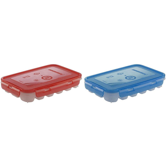 LX INDIA Ice Cube Tray Signoraware Icy trey Plastic Lock N Lock 18 cubes Set of 2 Multicolor