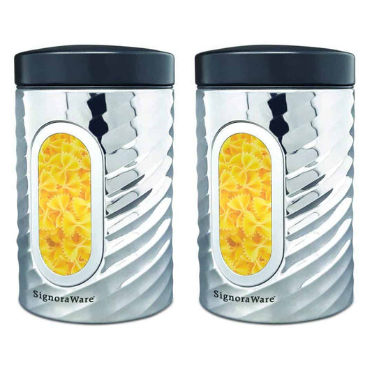 LXINDIA Containers Signoraware Modular Steel Container Round 350ml Set of 2