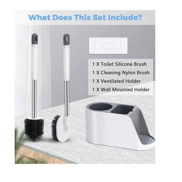 LXINDIA Brushes Silicone Toilet Brush with Holder Set