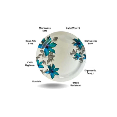 LXINDIA Dinner Set SKG ENTERPRISES -Melamine Dinner Plates 6 Pieces (Blue)