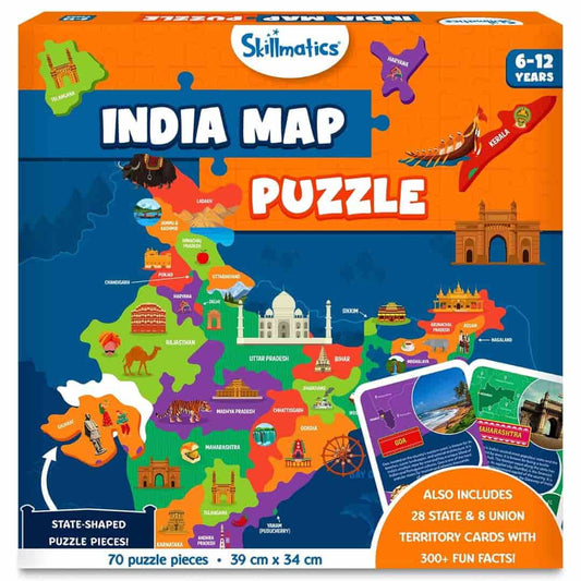 LX INDIA puzzle Skillmatics India Map Puzzle - 70 Pieces, Educational Toy for Learning Ages 6 to 12 Kids
