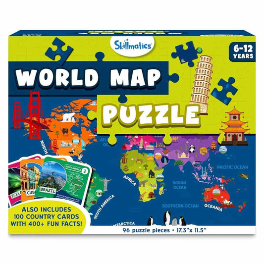 LX INDIA puzzle Skillmatics World Map Puzzle - 96 Piece Jigsaw Puzzle, Educational Toy Ages 6 to 12