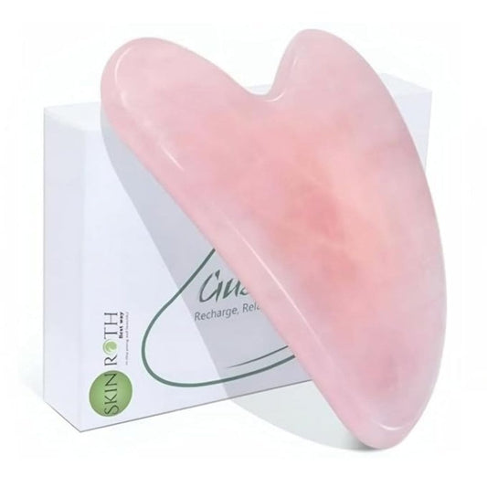 LX INDIA Face Massager SKINROTH Garde A+ Rose Quartz Gua Sha Massage Tool for Face (Light Pink)
