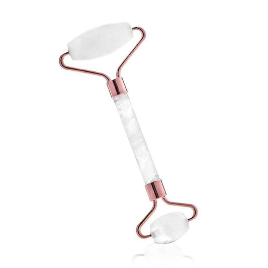 LX INDIA Face Massager SKINROTH Grade A+ Crystal Clear White Rose QuartzJade Facial Roller (Clear White)