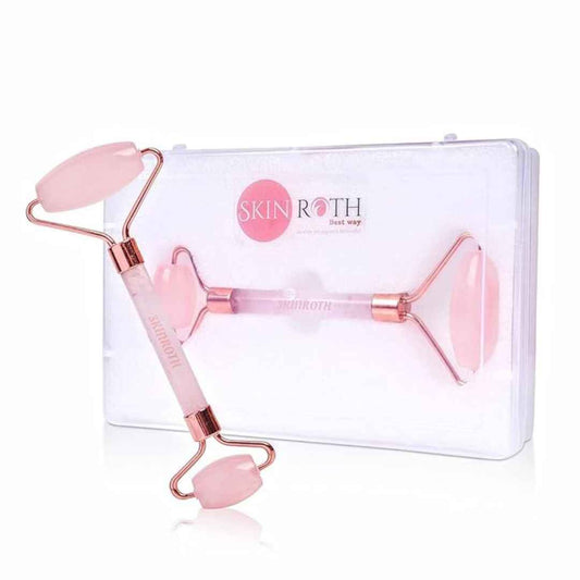 LX INDIA Face Massager SKINROTH Grade A+ luxurious Rose Quartz Roller for Women (Pink)