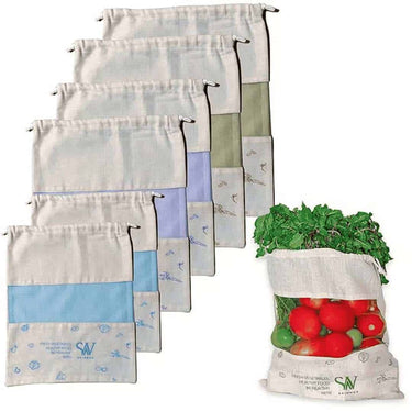 LXINDIA Bag Skinwoo Set Of 6 Organic Cotton Reusable Vegetable Bag For Fridge Storage Bags 11 X 13 Inch