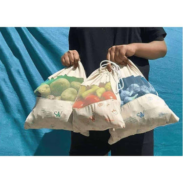 LXINDIA Bag Skinwoo Set Of 6 Organic Cotton Reusable Vegetable Bag For Fridge Storage Bags 11 X 13 Inch