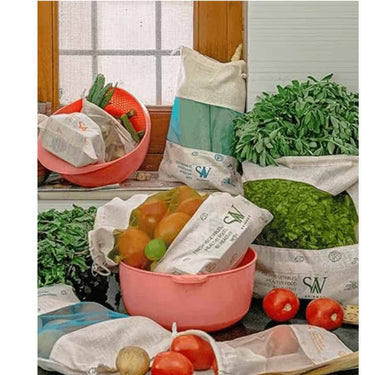 LXINDIA Bag Skinwoo Set Of 6 Organic Cotton Reusable Vegetable Bag For Fridge Storage Bags 11 X 13 Inch