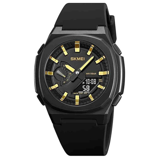 LX INDIA Wrist Analog Watch BLACK GOLD BLACK Skmei Analog Digital Retro Mens Watch  Dual Time Display on Wrist - 2091