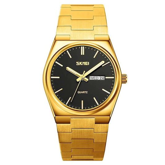 LX INDIA Wrist Analog Watch Gold - Black Skmei Men's Analog Quartz Stainless Steel Watch All-in-one Fashion, Supply Calendar Week
