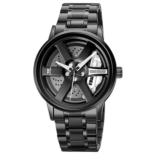 LX INDIA Wrist Analog Watch Black Skmei Men's Spinning Car Wheels Rolling Creative Fashion Watches for Men, Analog Watch Black Dial Zink Alloy Case Men's Watch - 1787