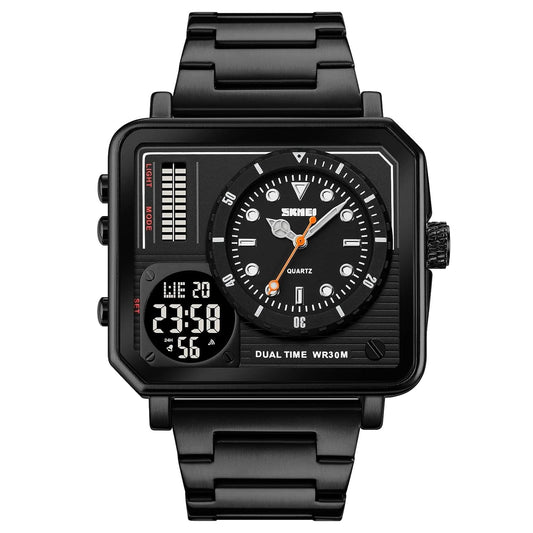 LX INDIA Analog Watch Black SKMEI Square Men's Watch Large Screen Multi-Time Zone Analog  Watch - 2025