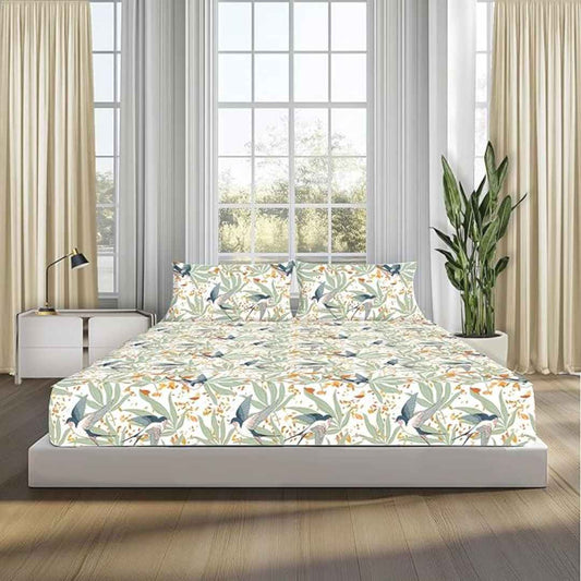LX INDIA Bedsheet Sleepsia Lounge 100% Cotton Queen Size Bedsheet (Multicolor)