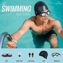 LXINDIA Swimming Kit SLOVIC Black Swimming Goggles Black Embossed Swimming Caps